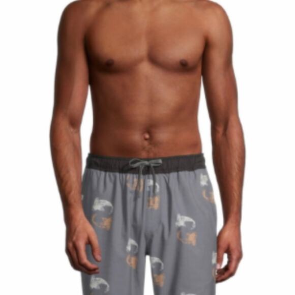 LinkSoul Grey Koi Print Saturday Lined Volley Shorts X Large - Picture 1 of 7
